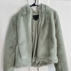 Rachel Zoe faux fur cropped hooded coat, like new, only worn once